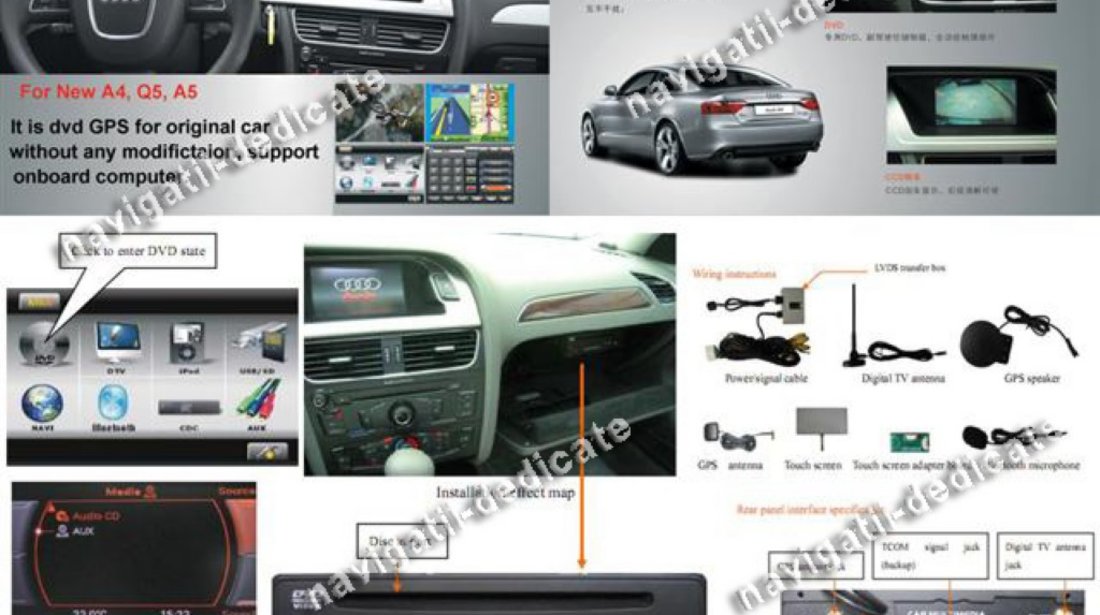 Navigatie Dedicata AUDI A5 DVD GPS CARKIT USB NAVD 7460