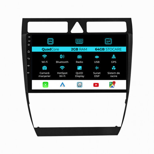 Navigatie Dedicata Audi A6 C5 (2000-2004), 9Inch, 2Gb Ram, 64Gb Stocare, Carplay