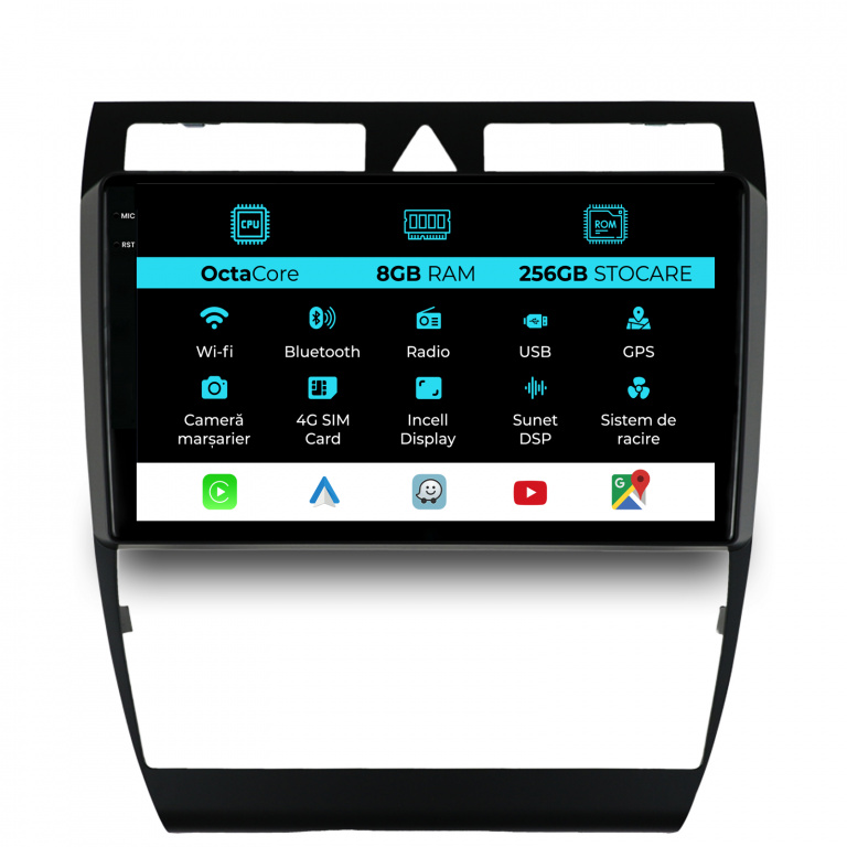 Navigatie Dedicata Audi A6 C5 (2000-2004), 9Inch, 8Gb Ram, 256Gb Stocare, Carplay