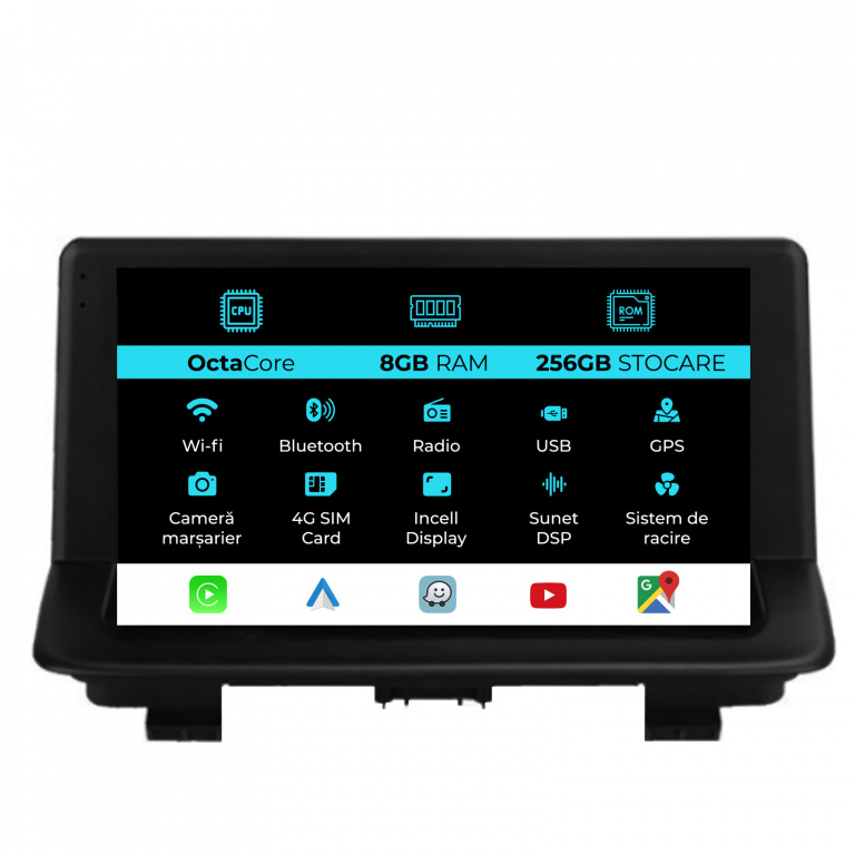 Navigatie Dedicata Audi Q3 (2011-2018), 9 Inch, 8Gb Ram, 256Gb stocare, Carplay