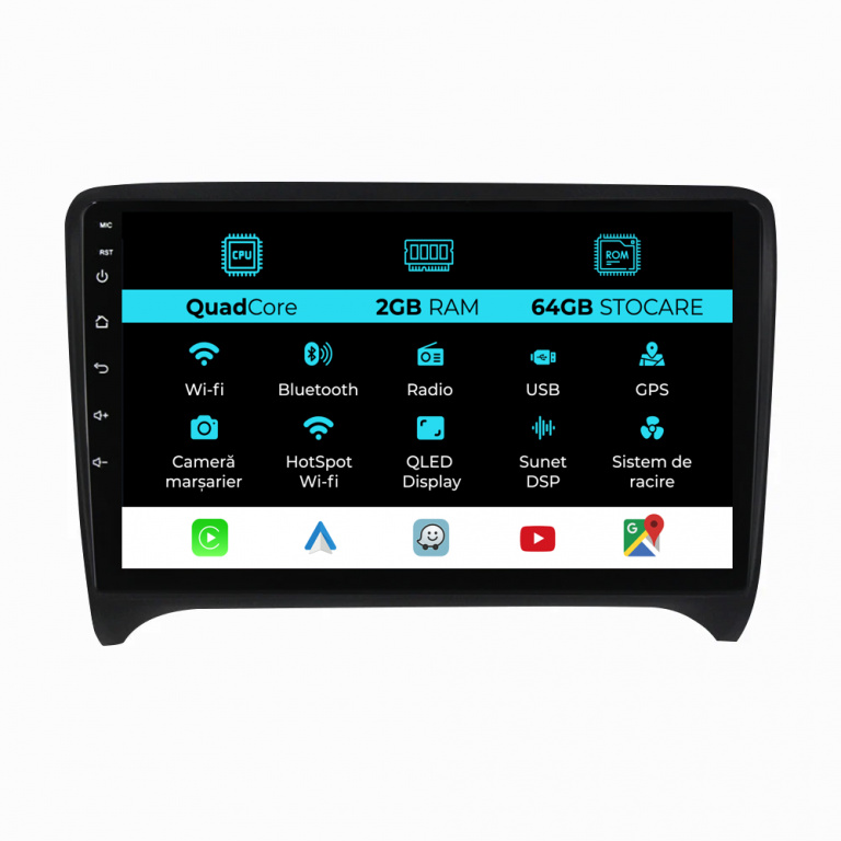 Navigatie Dedicata Audi TT (2006-2014), 9 Inch, 2Gb Ram, 64Gb stocare, Carplay
