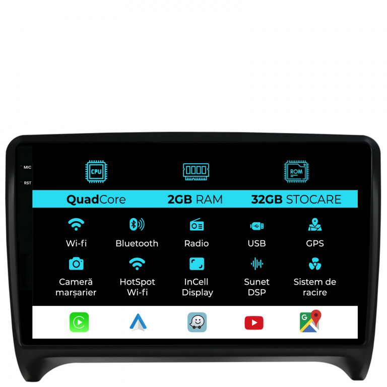 Navigatie Dedicata Audi TT (2006-2014), 9Inch, 2Gb Ram, 32Gb Stocare, Carplay