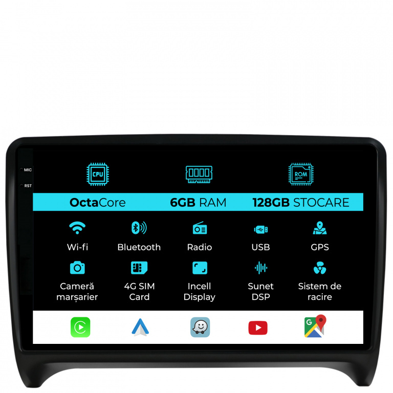 Navigatie Dedicata Audi TT (2006-2014), 9Inch, 6Gb Ram, 128Gb Stocare, Carplay