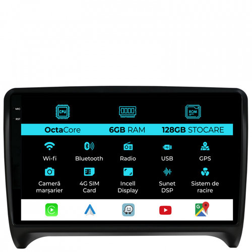 Navigatie Dedicata Audi TT (2006-2014), 9Inch, 6Gb Ram, 128Gb Stocare, Carplay