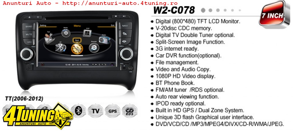 Navigatie Dedicata Audi TT Witson W2 C07