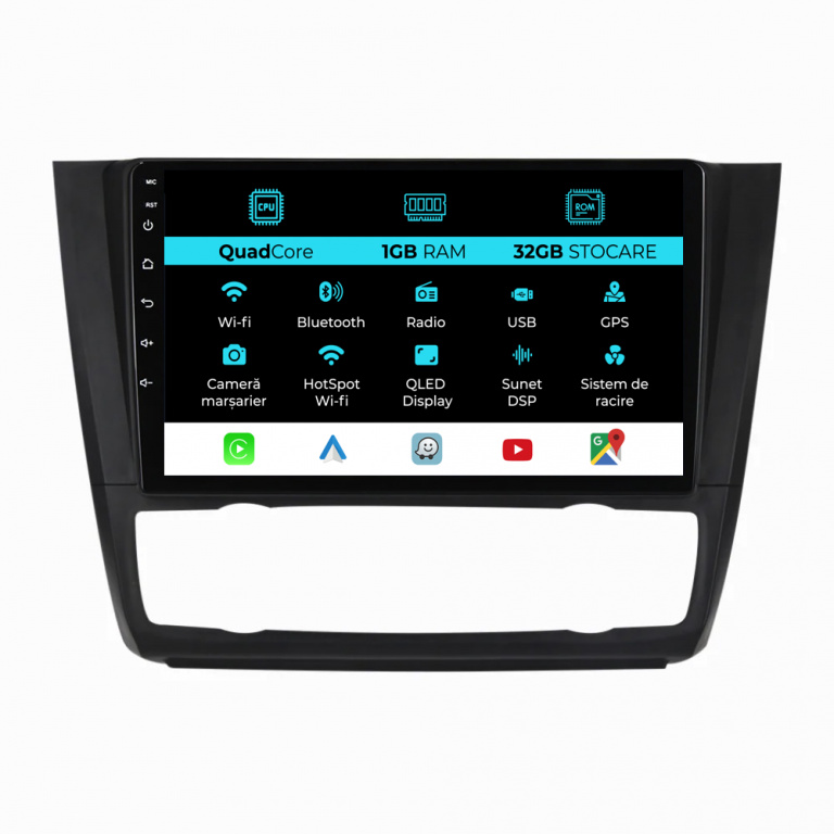 Navigatie Dedicata Bmw Seria 1 E82 E88 E81 E87 (2004-2011), 9Inch, 1Gb Ram, 32Gb Stocare, CarPlay