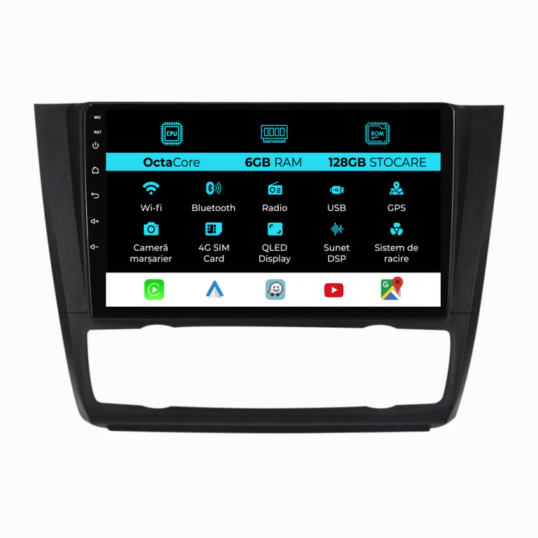Navigatie Dedicata Bmw Seria 1 E82 E88 E81 E87 (2004-2011), 9Inch, 6Gb Ram, 128Gb Stocare, CarPlay