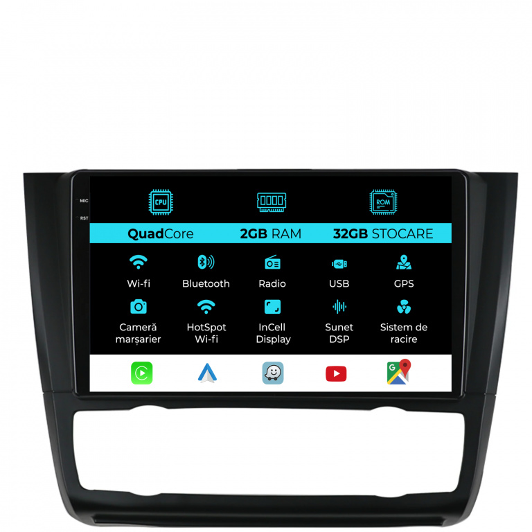 Navigatie Dedicata Bmw Seria 1 E82 E88 E81 E87 (2004-2011), 9Inch, 2Gb Ram, 32Gb Stocare, Carplay