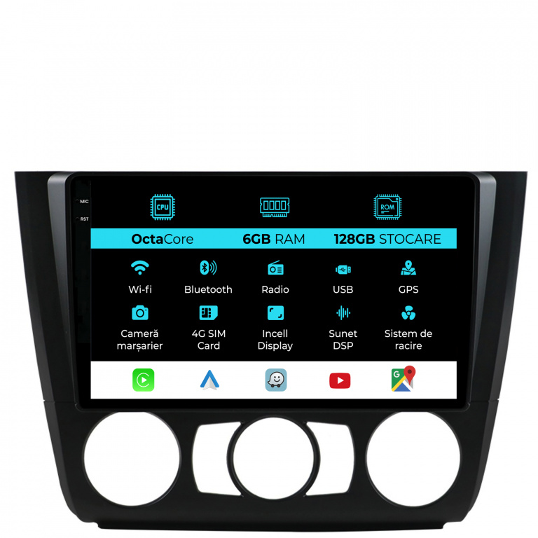 Navigatie Dedicata Bmw Seria 1 E82 E88 E81 E87 (2004-2011), 9Inch, 6Gb Ram, 128Gb Stocare, Carplay