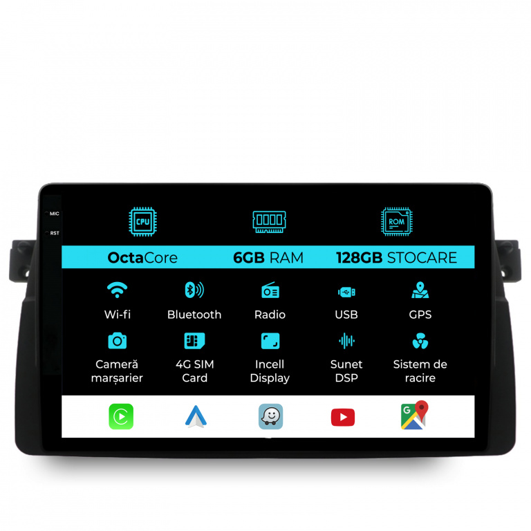 Navigatie Dedicata BMW Seria 3 E46 (1997-2005), 9Inch, 6Gb Ram, 128Gb Stocare, Carplay