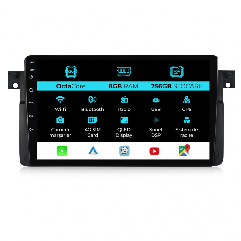 Navigatie Dedicata BMW Seria 3 E46 (1997-2005), 9Inch, 8Gb Ram, 256Gb Stocare, Carplay