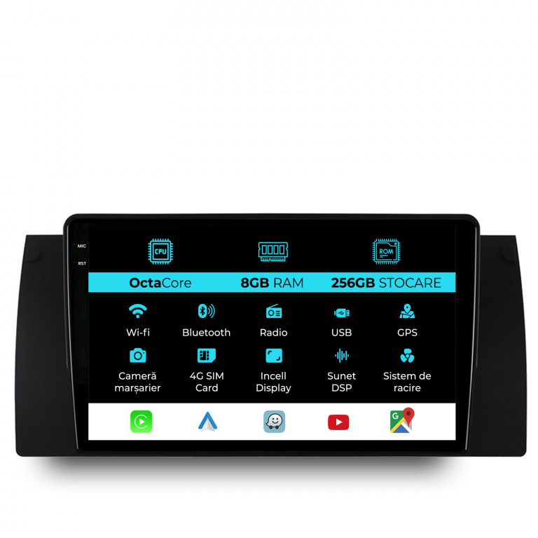 Navigatie Dedicata BMW Seria 5 E39 X5 E53 (1995-2003), Incell 9Inch, 8Gb Ram, 256Gb Stocare, Carplay