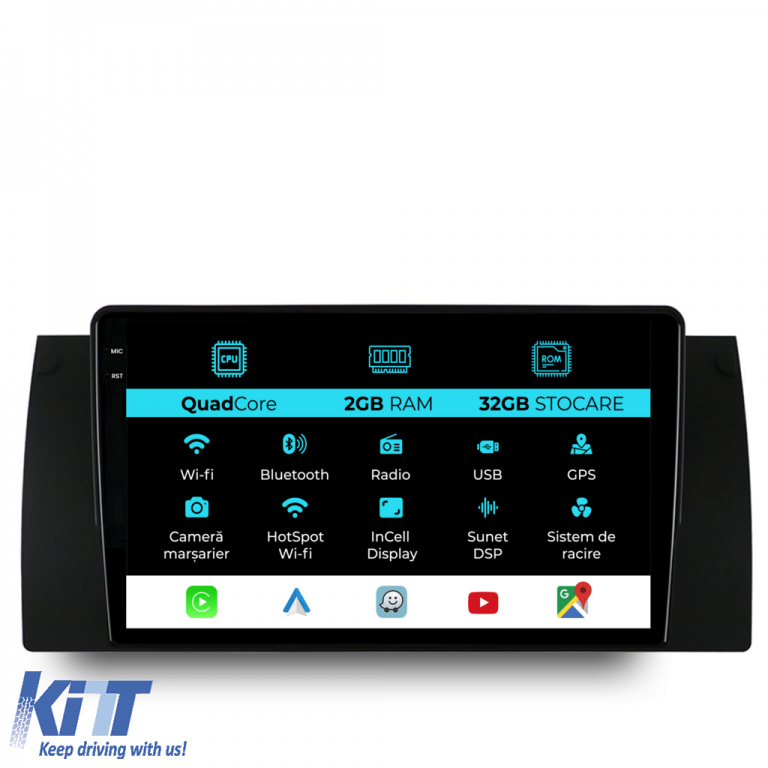Navigatie Dedicata BMW Seria 5 E39 X5 E53 (1995-2003), Incell 9Inch, 2Gb Ram, 32Gb Stocare, Carplay NAVBM92NRV