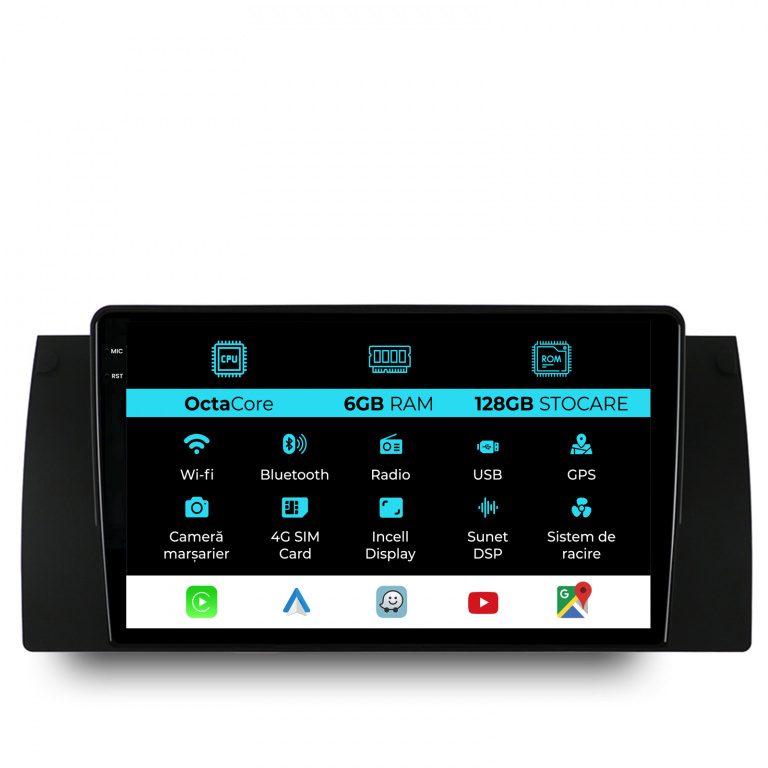 Navigatie Dedicata BMW Seria 5 E39 X5 E53 (1995-2003), Incell 9Inch, 6Gb Ram, 128Gb Stocare, Carplay