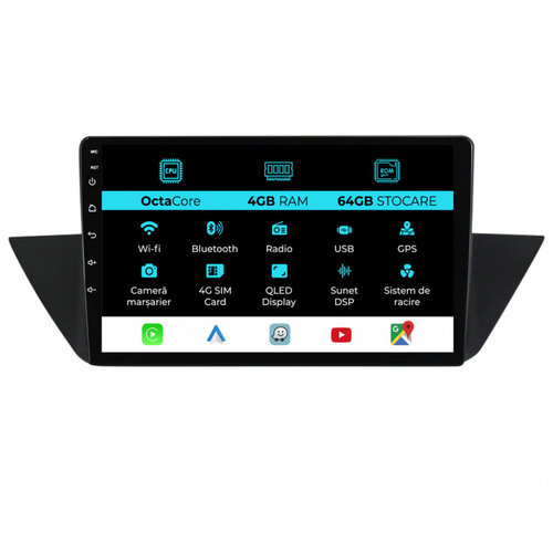 Navigatie Dedicata BMW X1 E84 (2009-2015),10Inch, 4Gb Ram, 64Gb Stocare, Carplay