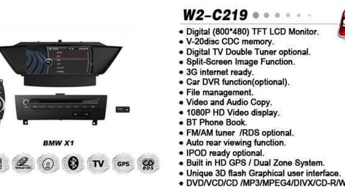 NAVIGATIE DEDICATA BMW X1 E84 EDOTEC EDT-C219 PLATFORMA S100 DVD GPS CARKIT OBD