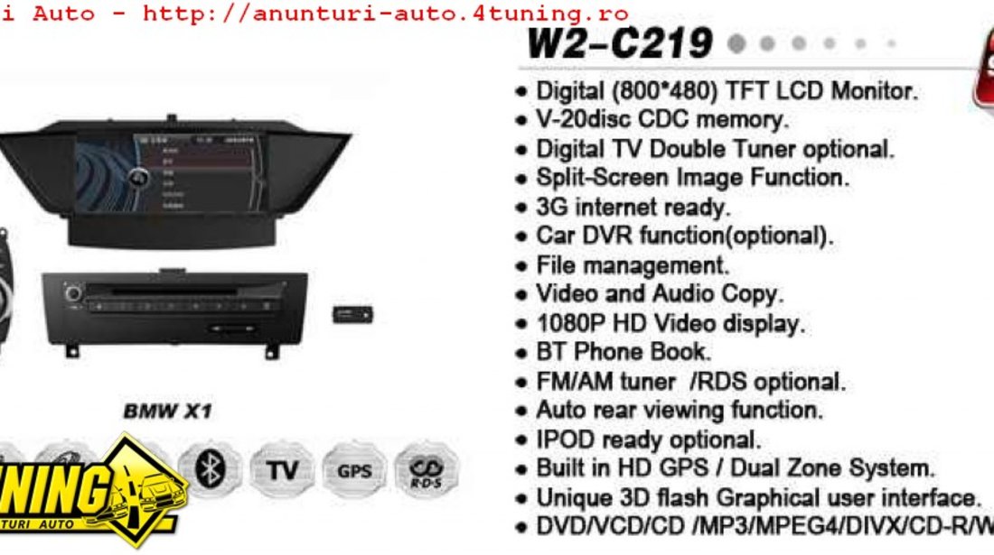 NAVIGATIE DEDICATA BMW X1 E84 PLATFORMA S100 WITSON W2 C219 PROCESOR DUAL CORE A8DVD GPS TV CARKIT