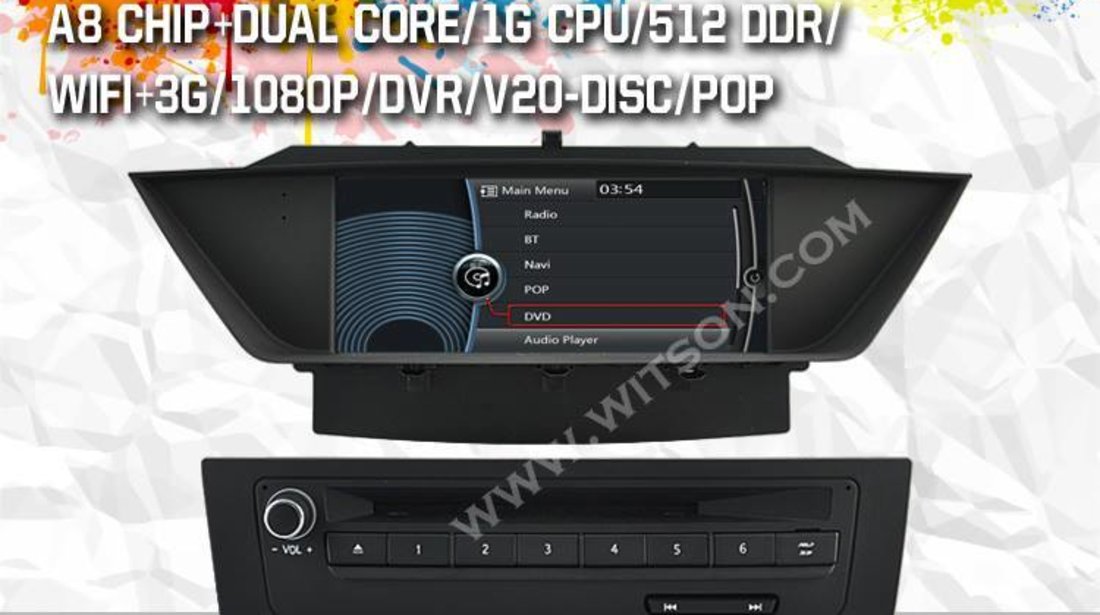 NAVIGATIE DEDICATA BMW X1 E84 PLATFORMA S100 WITSON W2 C219 PROCESOR DUAL CORE A8DVD GPS TV CARKIT