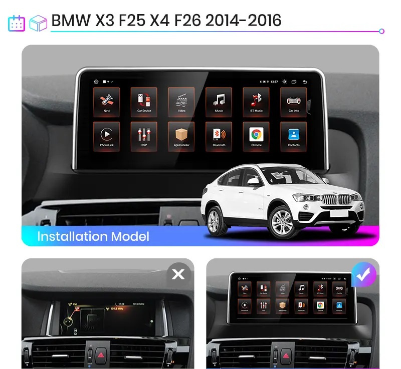 Navigatie Dedicata BMW X3 F25 X4 F26 (2011-2017), 10.25 Inch, 4Gb Ram, 64Gb Stocare, Carplay