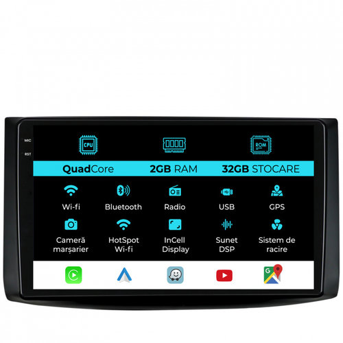 Navigatie Dedicata Chevrolet Aveo (2002-2011), 9Inch, 2Gb Ram, 32Gb Stocare, Carplay