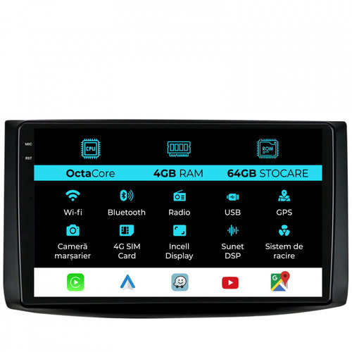 Navigatie Dedicata Chevrolet Aveo (2002-2011), 9Inch, 4Gb Ram, 64Gb Stocare, Carplay