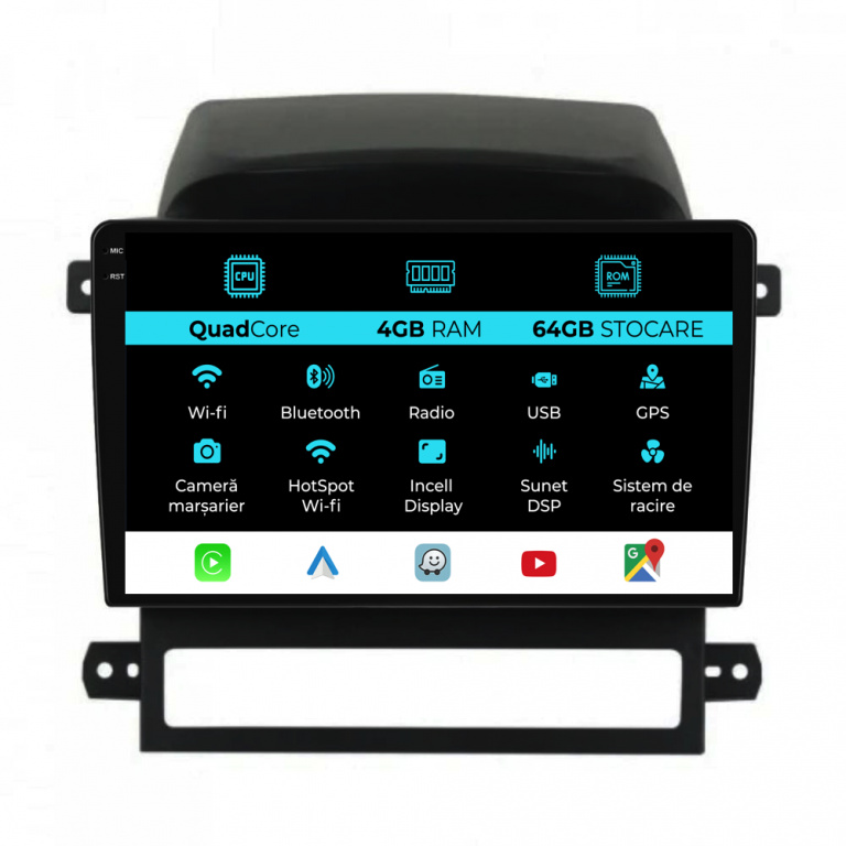 Navigatie Dedicata Chevrolet Captiva (2006-2011),QuadCore, 9Inch, 4Gb Ram, 64Gb Stocare, Carplay