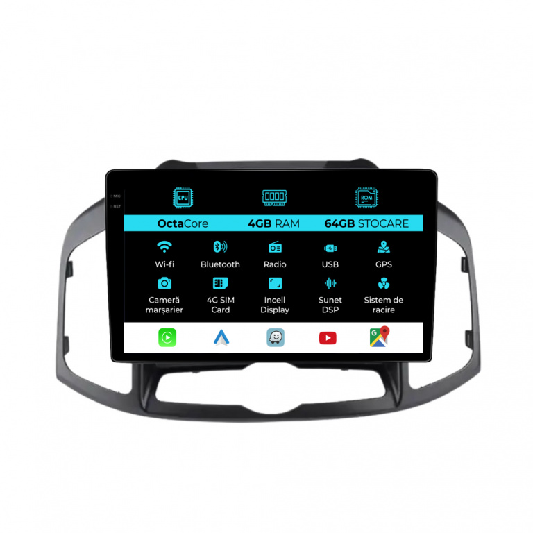 Navigatie Dedicata Chevrolet Captiva (2011-2016), Incell 10Inch, 4Gb Ram, 64Gb Stocare, Carplay