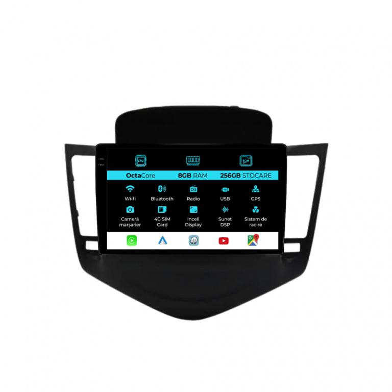 Navigatie Dedicata Chevrolet Cruze (2008-2015), 9 Inch, 8Gb Ram, 256Gb stocare, Carplay