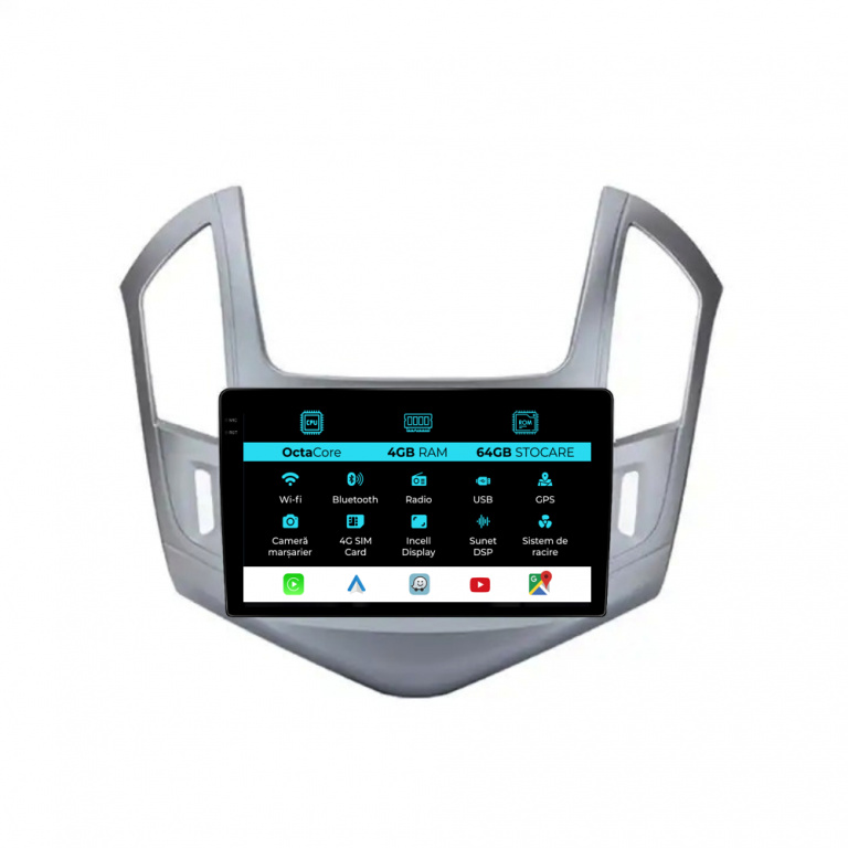 Navigatie Dedicata Chevrolet Cruze (2012-2015), 9 Inch, 4Gb Ram, 64Gb stocare, Carplay