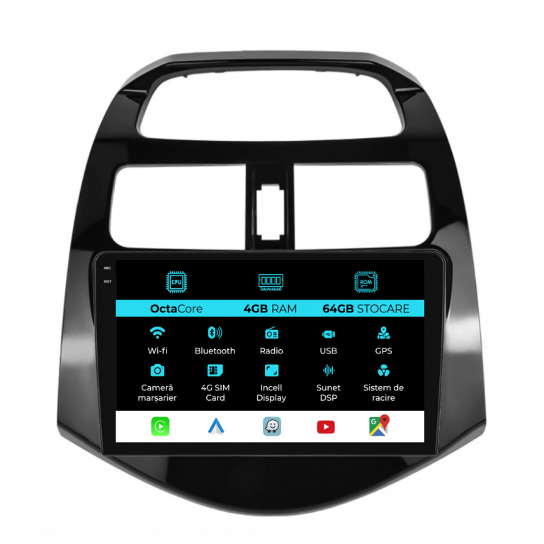 Navigatie Dedicata Chevrolet Spark (2009-2015), Incell 9Inch, 4Gb Ram, 64Gb Stocare, Carplay