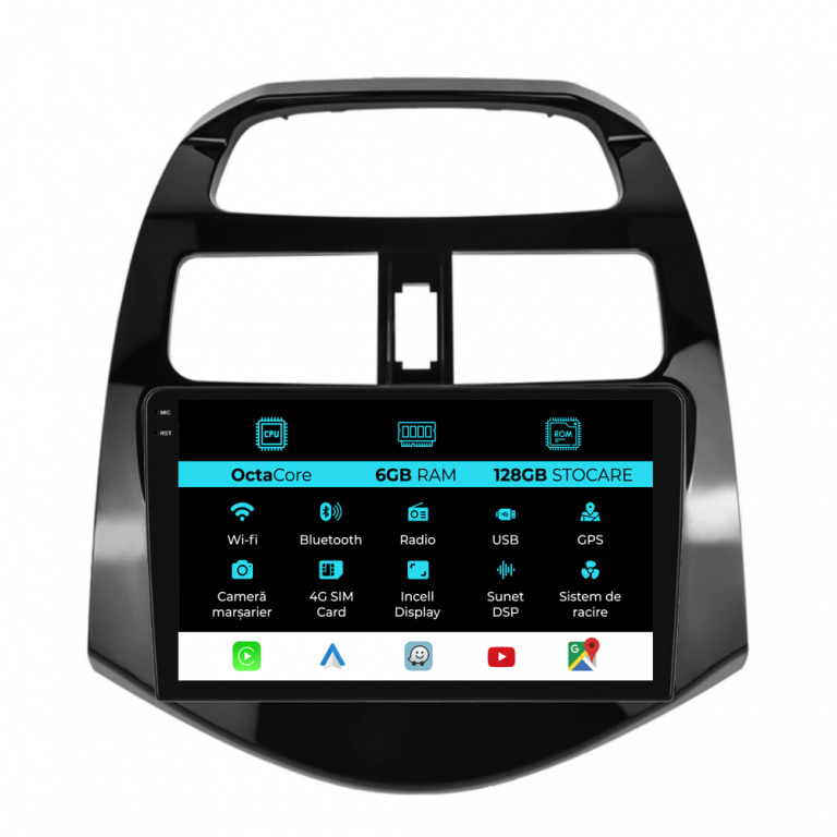 Navigatie Dedicata Chevrolet Spark (2009-2015), Incell 9Inch, 6Gb Ram, 128Gb Stocare, Carplay