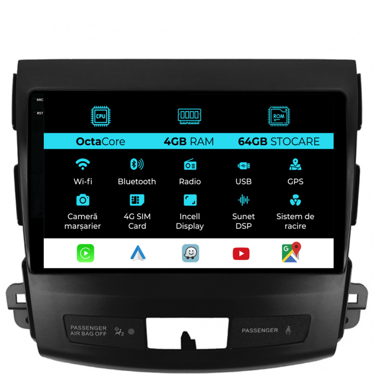 Navigatie Dedicata Citroen C-Crosser (2007-2012), 9Inch, 4Gb Ram, 64Gb Stocare, Carplay