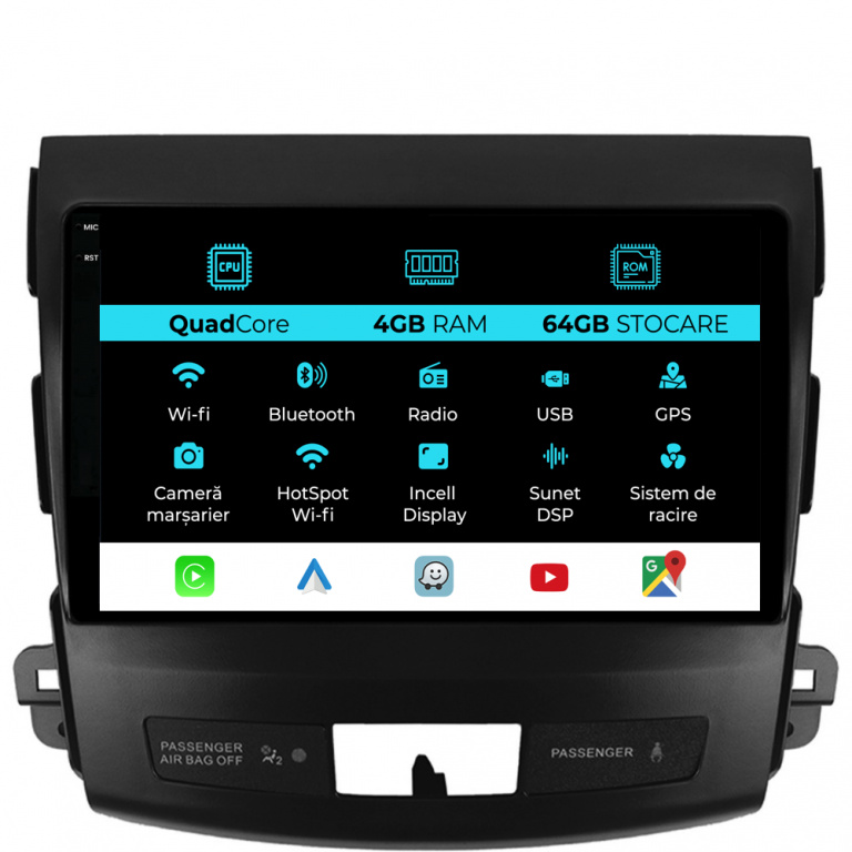 Navigatie Dedicata Citroen C-Crosser (2007-2012),QuadCore, 9Inch, 4Gb Ram, 64Gb Stocare, Carplay