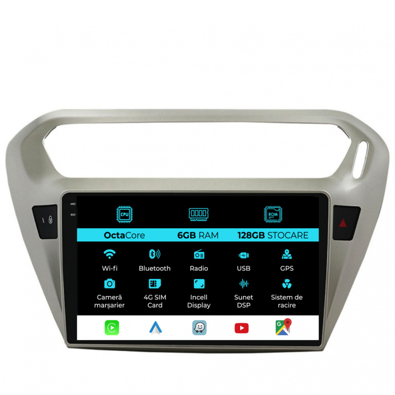 Navigatie Dedicata Citroen C-Elysee (2013-2018), 9Inch, 6Gb Ram, 128Gb Stocare, Carplay