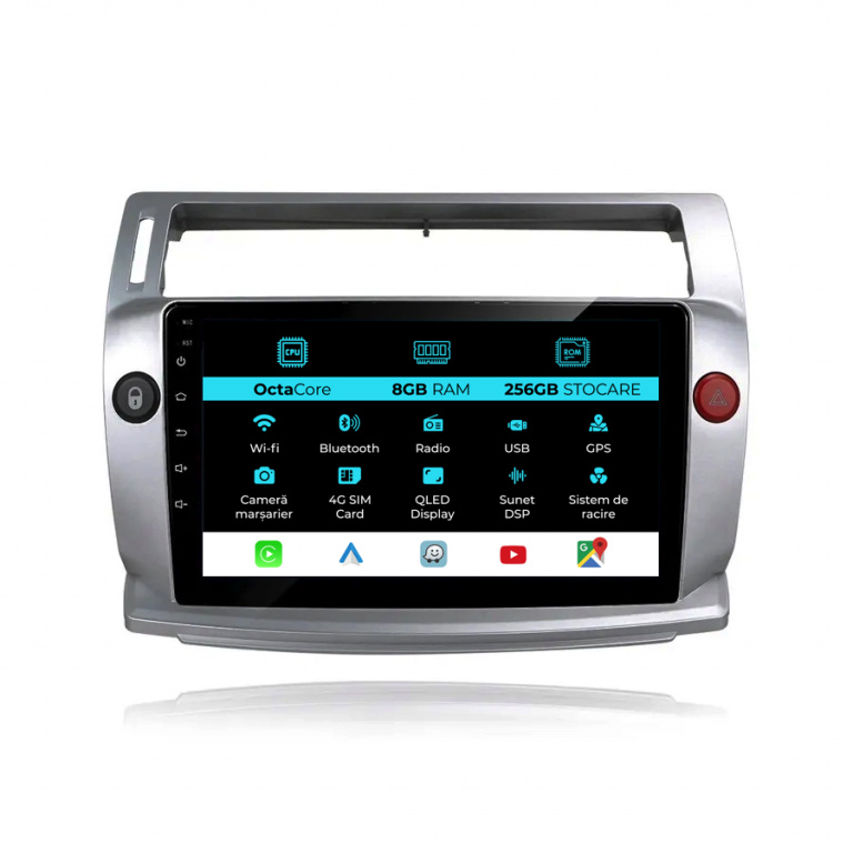 Navigatie Dedicata Citroen C4 (2004-2009), 9Inch, 8Gb Ram, 256Gb Stocare, Carplay