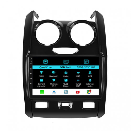 Navigatie Dedicata Dacia Duster (2010-2020), 9Inch, 1Gb Ram, 32Gb Stocare, Carplay
