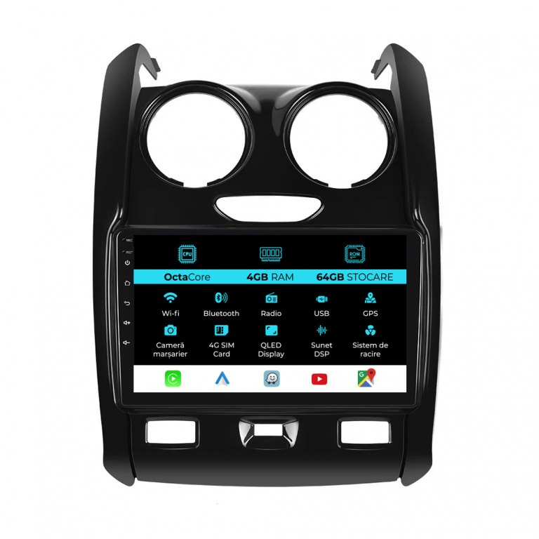 Navigatie Dedicata Dacia Duster (2010-2020), 9Inch, 4Gb Ram, 64Gb Stocare, Carplay
