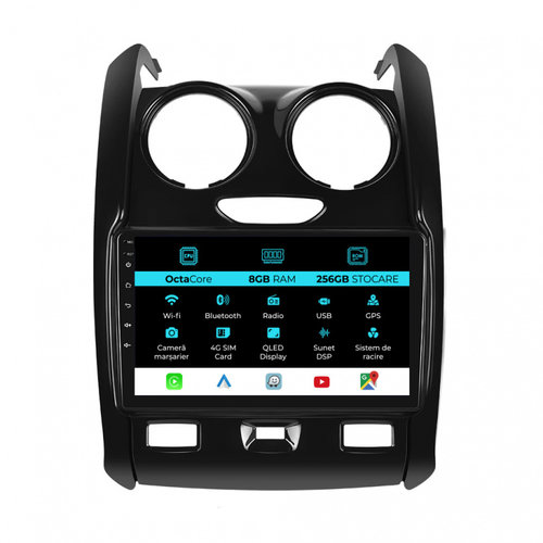 Navigatie Dedicata Dacia Duster (2010-2020), 9Inch, 8Gb Ram, 256Gb Stocare, Carplay