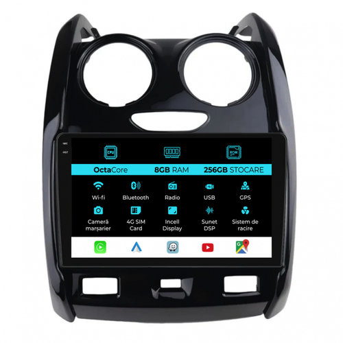 Navigatie Dedicata Dacia Duster (2010-2020), Incell 9Inch, 8Gb Ram, 256Gb Stocare, Carplay