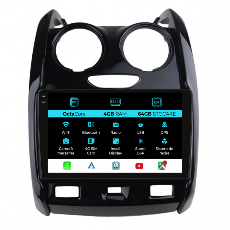 Navigatie Dedicata Dacia Duster (2010-2020), Incell 9Inch, 4Gb Ram, 64Gb Stocare, Carplay