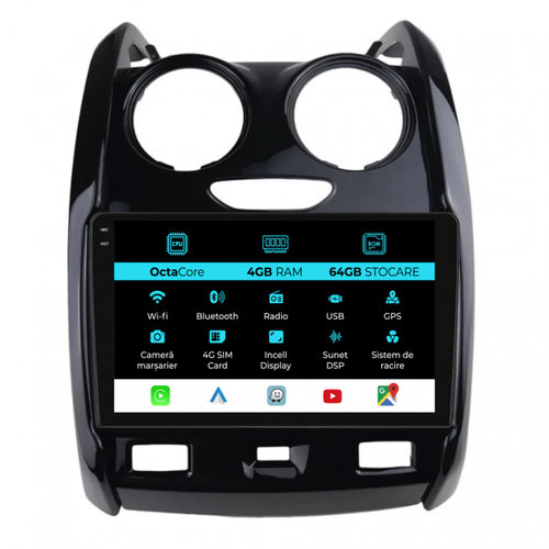 Navigatie Dedicata Dacia Duster (2010-2020), Incell 9Inch, 4Gb Ram, 64Gb Stocare, Carplay