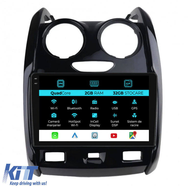 Navigatie Dedicata Dacia Duster (2010-2020), Incell 9Inch, 2Gb Ram, 32Gb Stocare, Carplay NAVDC92HXT