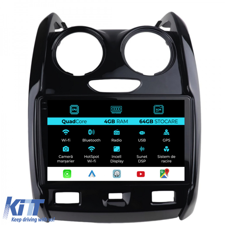 Navigatie Dedicata Dacia Duster (2010-2020),QuadCore, 9Inch, 4Gb Ram, 64Gb Stocare, Carplay NAVDC94TXM