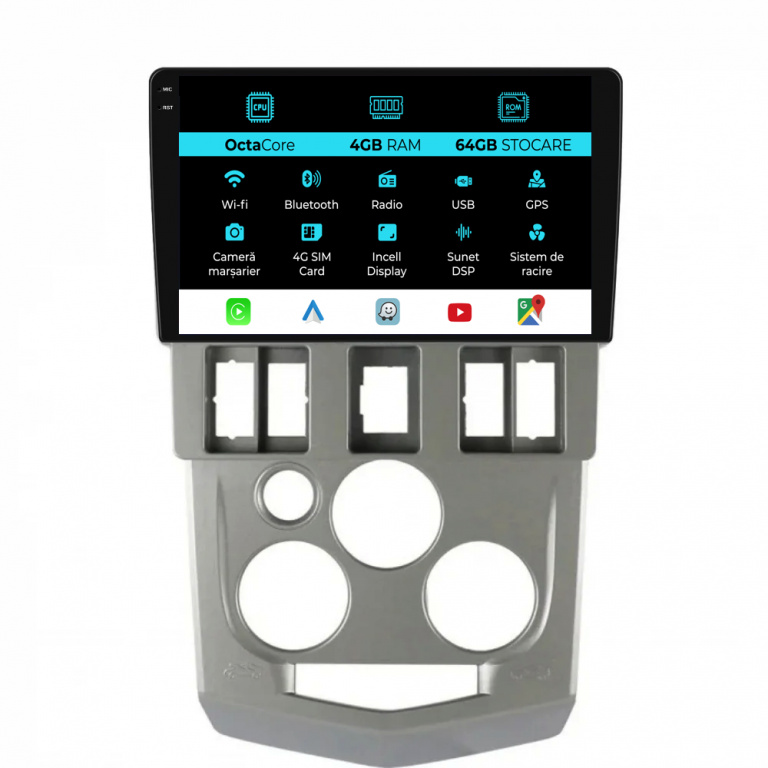 Navigatie Dedicata Dacia Logan 1 (2004-2008), Incell 9Inch, 4Gb Ram, 64Gb Stocare, Carplay