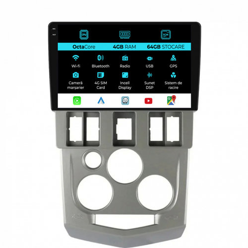 Navigatie Dedicata Dacia Logan 1 (2004-2008), Incell 9Inch, 4Gb Ram, 64Gb Stocare, Carplay