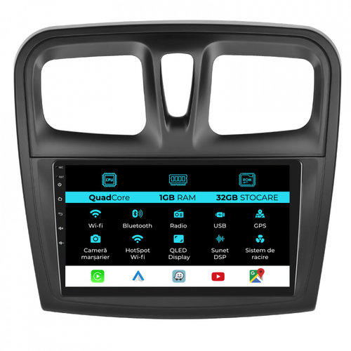 Navigatie Dedicata Dacia Logan Sandero (2012-2020), 9Inch, 1Gb Ram, 32Gb Stocare, Carplay