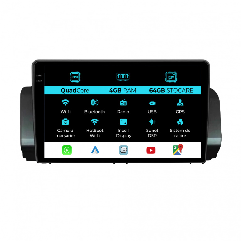 Navigatie Dedicata Dacia Logan Sandero Jogger (2021-2023),QuadCore, 9Inch, 4Gb Ram, 64Gb Stocare, Carplay