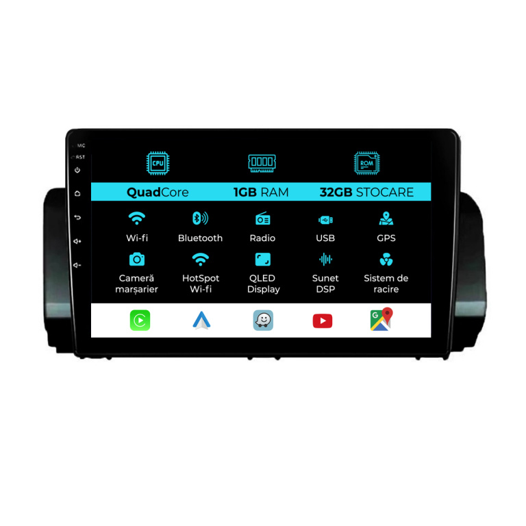 Navigatie Dedicata Dacia Logan Sandero Jogger (2021-2023), 9Inch, 1Gb Ram, 32Gb Stocare, Carplay