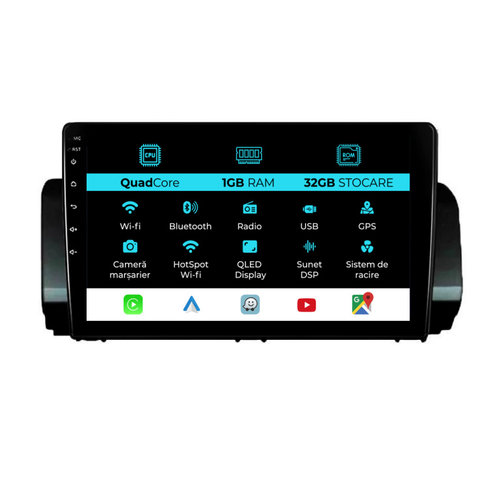 Navigatie Dedicata Dacia Logan Sandero Jogger (2021-2023), 9Inch, 1Gb Ram, 32Gb Stocare, Carplay