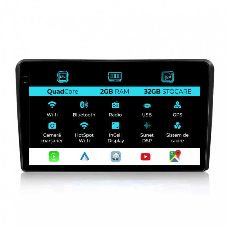 Navigatie Dedicata Fiat Bravo (2006 - 2014), 9Inch, 2Gb Ram, 32Gb Stocare, Carplay